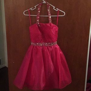 Hot Pink Jeweled Mini Dress Size XS